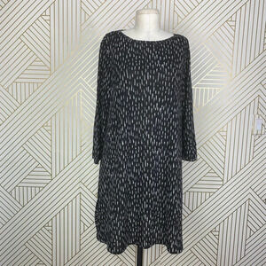 Clara Sun‎ Woo Black Brushstroke Printed Knit Tunic Dress Size US Medium